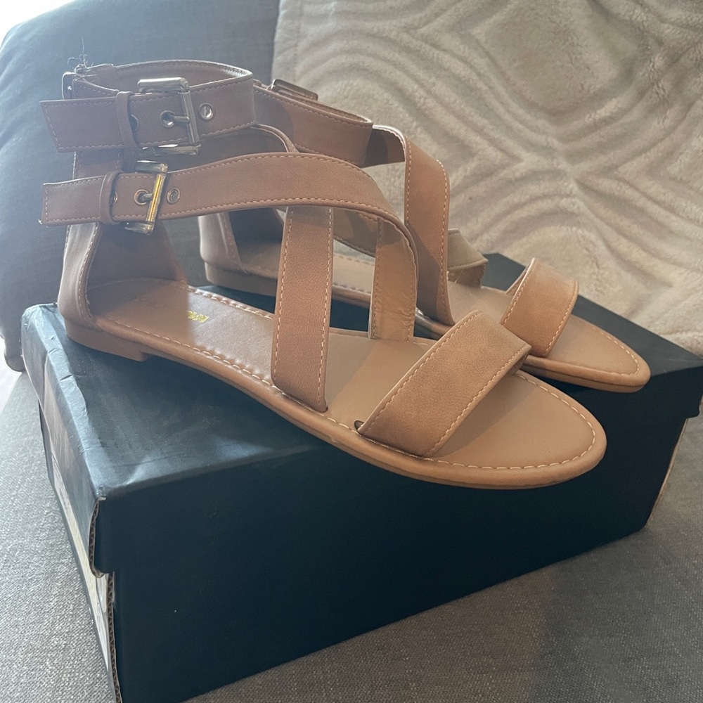 Fashion Nova Beige Strappy Sandals